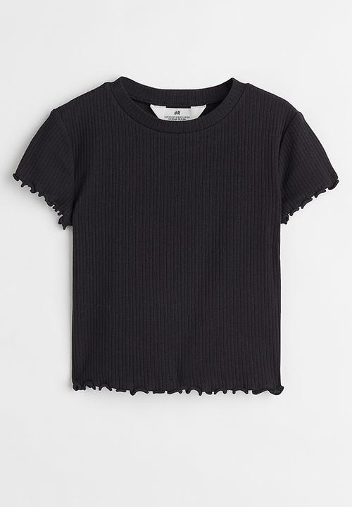 H&M - Ribbed cotton jersey top - black