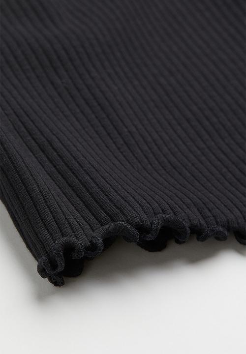 H&M - Ribbed cotton jersey top - black