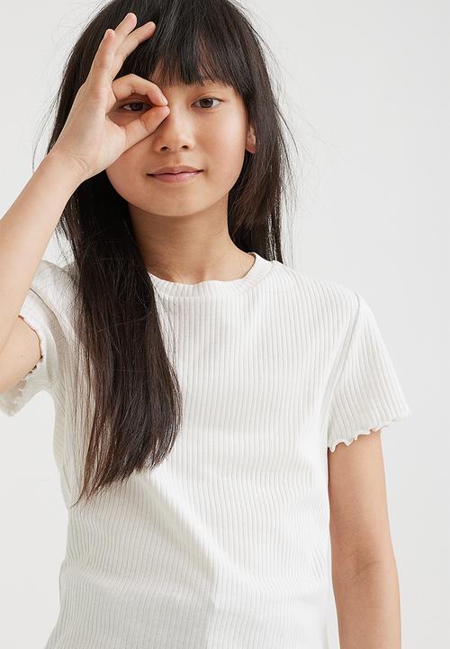 H&M - Ribbed cotton jersey top - white