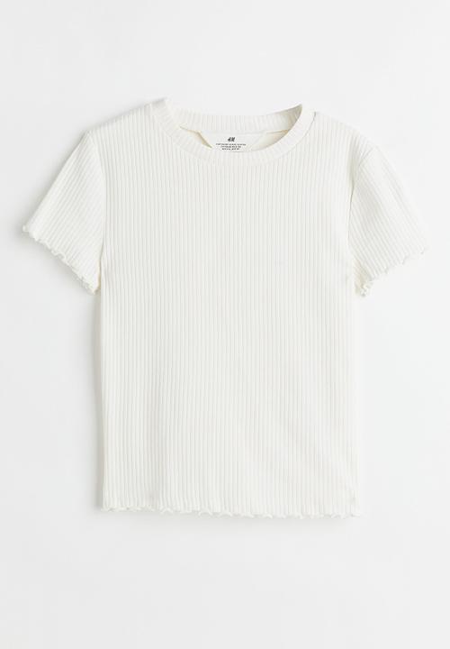 H&M - Ribbed cotton jersey top - white