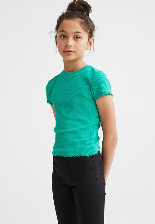 H&M - Ribbed cotton jersey top - green