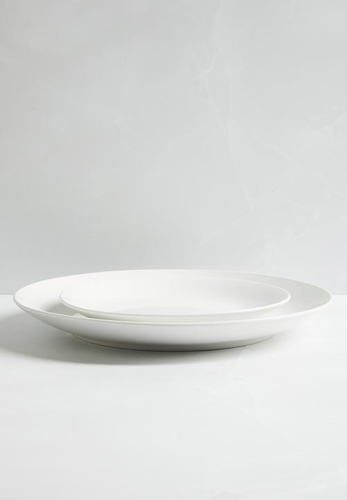 Excellent Houseware - 12 pc porcelain dinnerware set - white