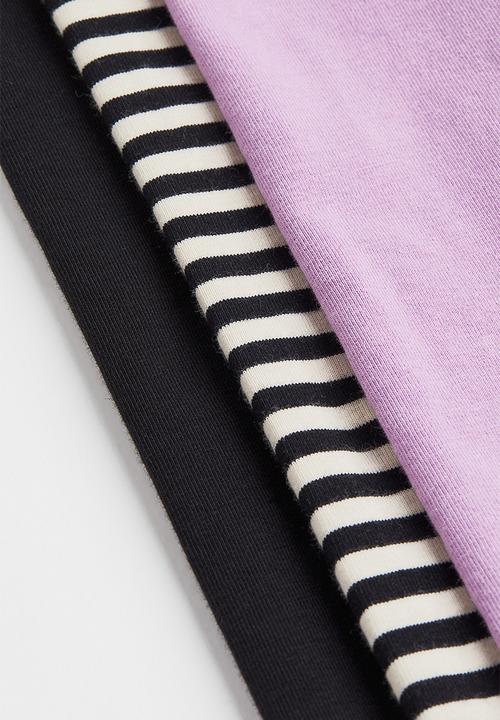 H&M - 3-Pack jersey leggings - purple/striped