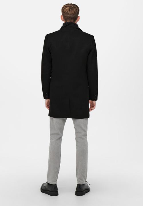 Only & Sons - Onsjulian king coat in otw vd - black
