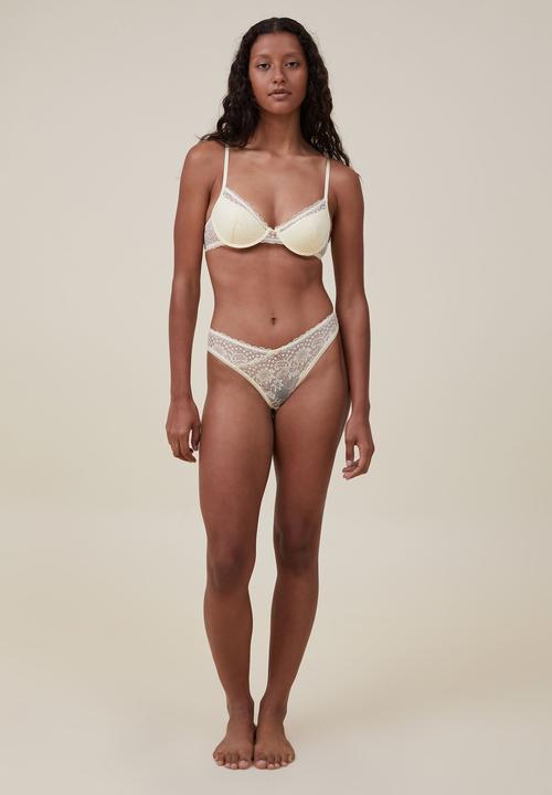 Cotton On - Cassie lace dip brasiliano - sugar cookie