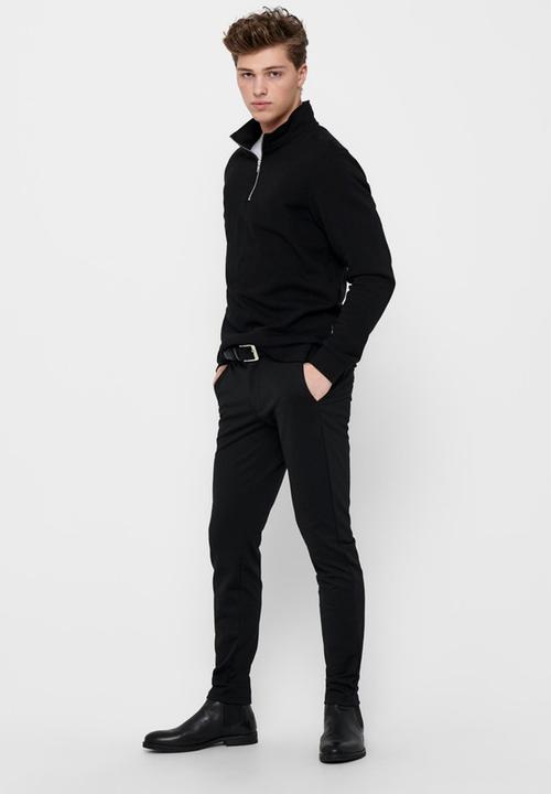 Only & Sons - Onsceres half zip sweat - black