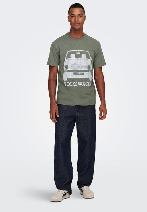Only & Sons - Onsvolkswagen life reg short sleeve tee - olive
