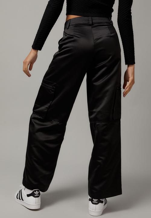 Factorie - Hype satin cargo pant - black
