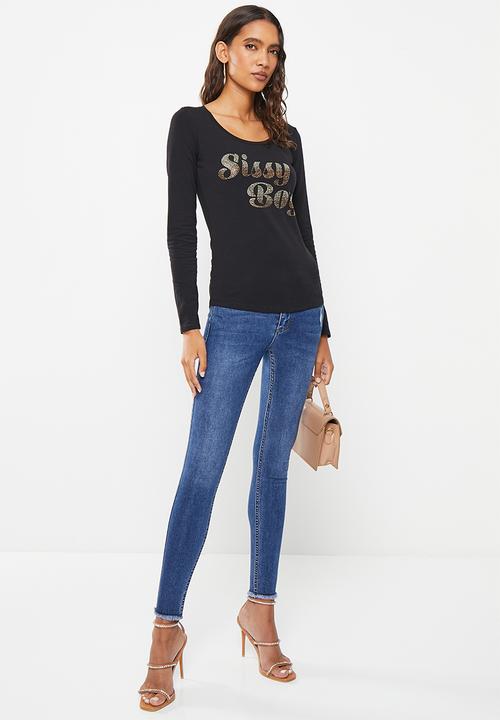 SISSY BOY - Twilight blue: jon jon basic skinny with patch - dark vintage