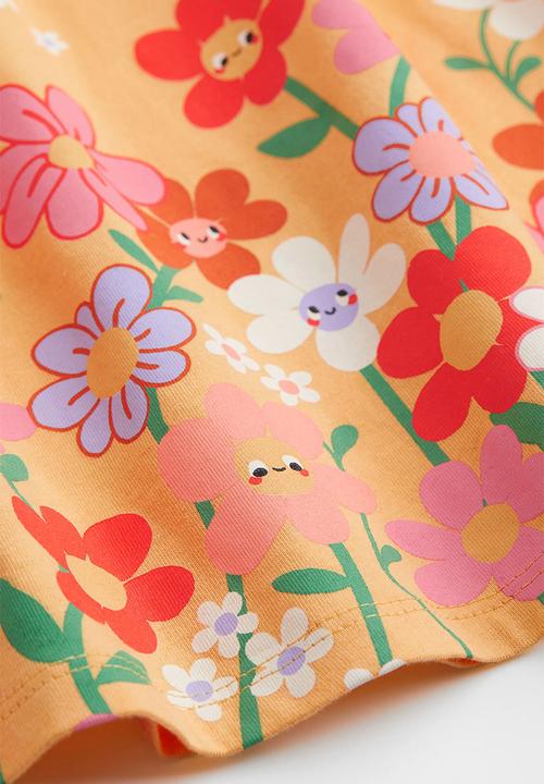H&M - Patterned jersey dress - dark yellow/flowers