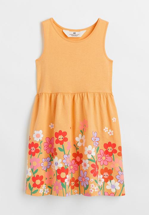 H&M - Patterned jersey dress - dark yellow/flowers