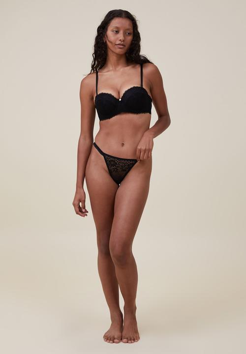 Cotton On - Cassie lace tanga g-string brief - black