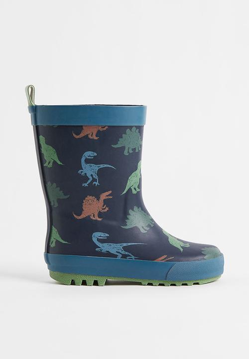 H&M - Printed wellingtons - navy blue/dinosaurs