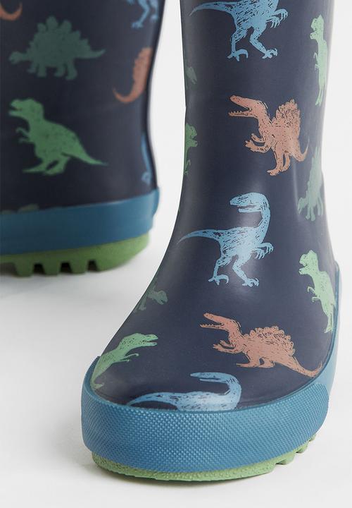 H&M - Printed wellingtons - navy blue/dinosaurs