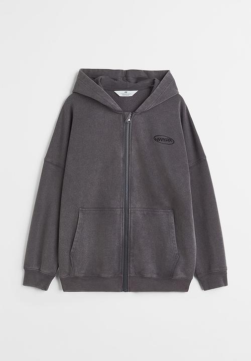 H&M - Zip-through hoodie - dark grey/new york