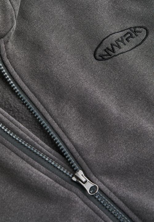 H&M - Zip-through hoodie - dark grey/new york