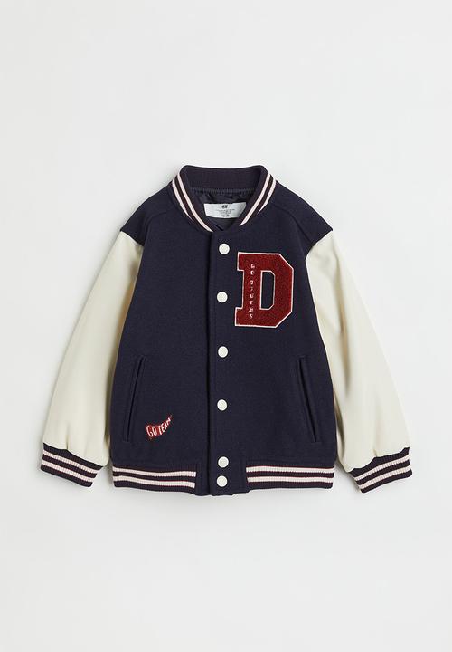 H&M - Appliquéd baseball jacket - dark blue/block-coloured