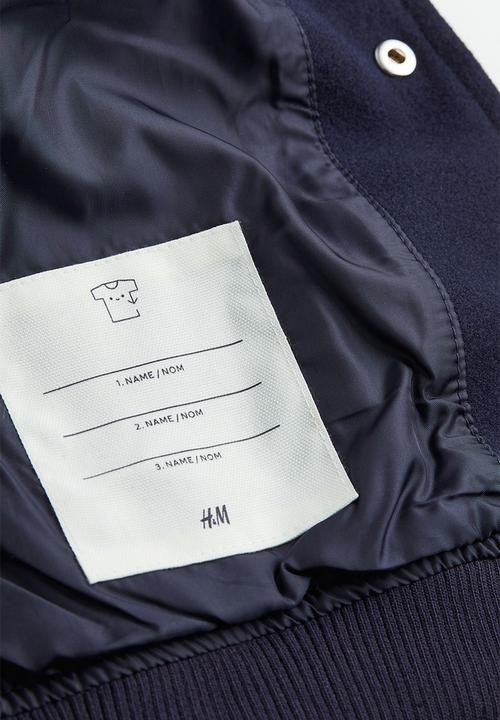 H&M - Appliquéd baseball jacket - dark blue/block-coloured