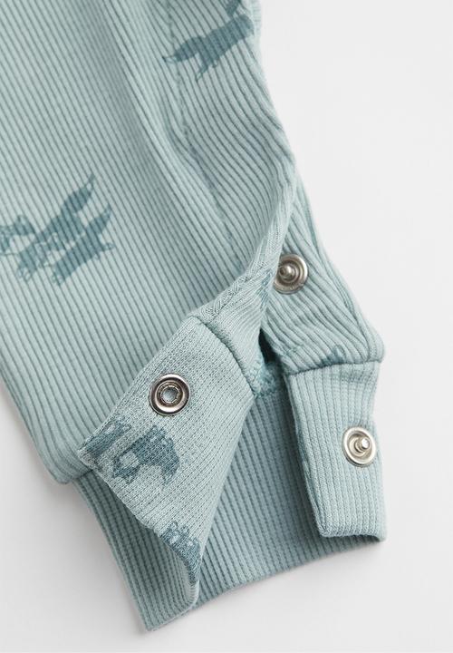 H&M - Ribbed cotton romper suit - turquoise