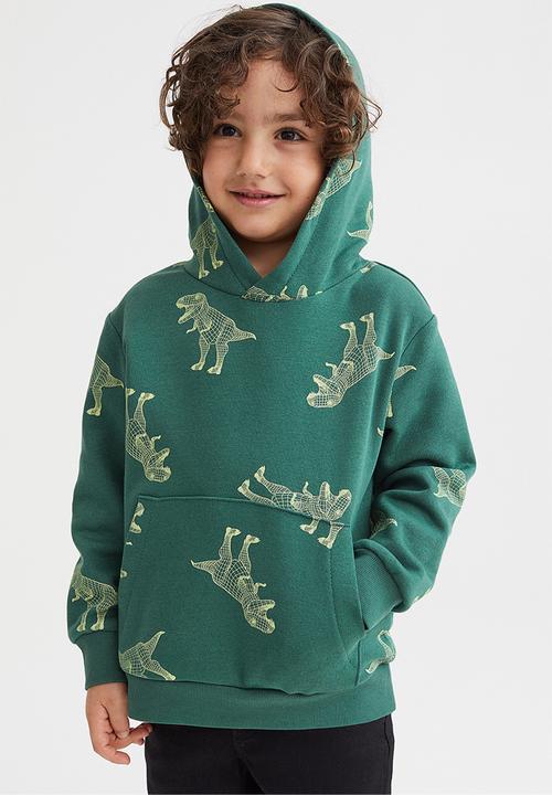 H&M - Hoodie - dark green/dinosaurs