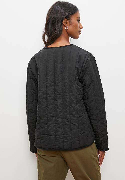 edit - Collarless puffer - black
