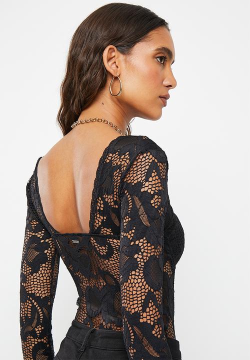 SISSY BOY - Try it out: lacey bodysuit with underwire - black