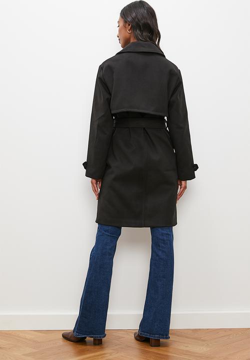 edit - Belted coat - black