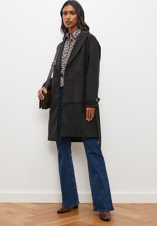edit - Belted coat - black