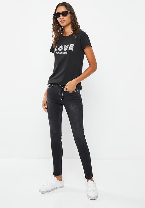 SISSY BOY - Heartland: regular fit top with short sleeves - black