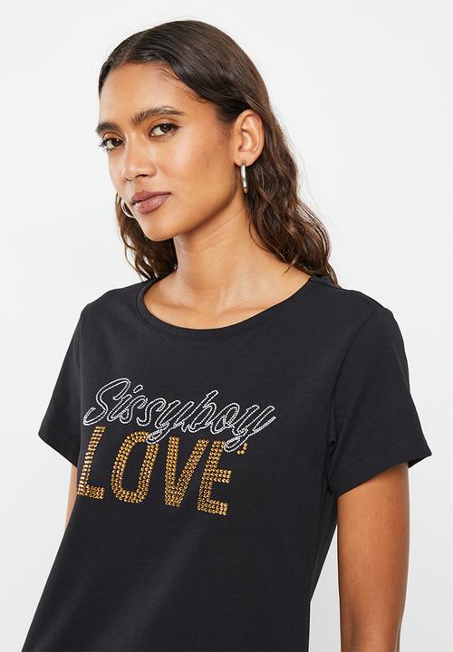 SISSY BOY - Gina gina: regular fit top with short sleeves - black