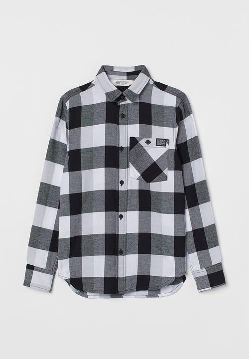 H&M - Cotton flannel shirt - black/checked