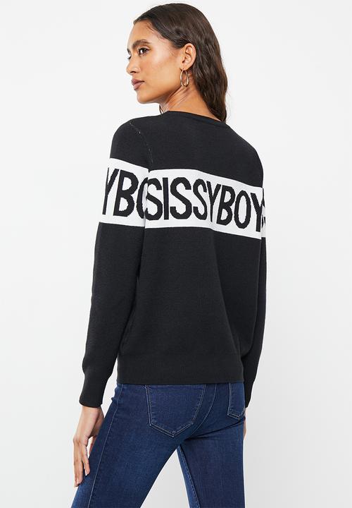 SISSY BOY - Xani: basic knitted sweater - black/white