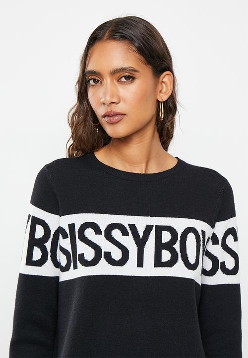 SISSY BOY - Xani: basic knitted sweater - black/white