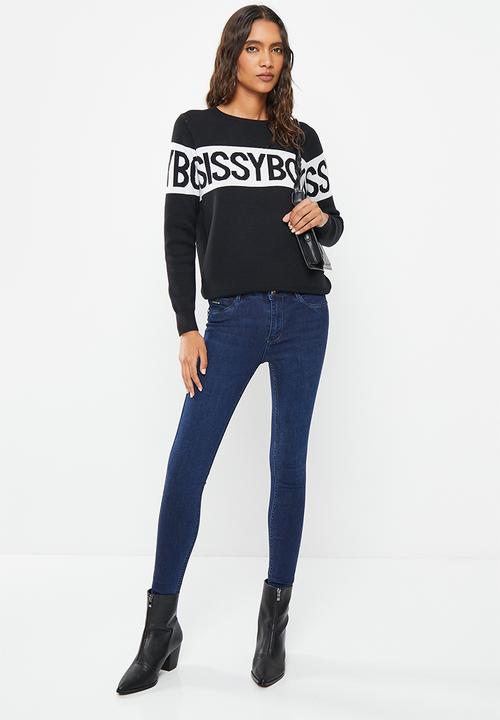 SISSY BOY - Xani: basic knitted sweater - black/white