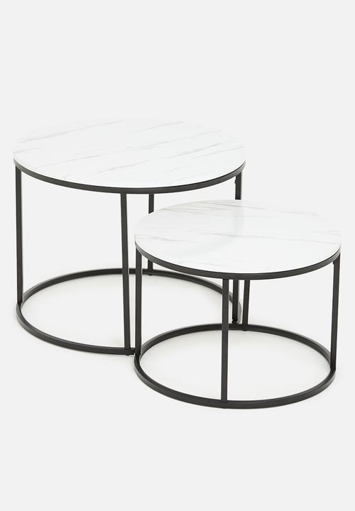 H&S - Cairo nested coffee tables - white & black