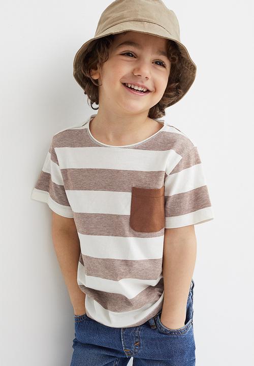 H&M - 2 Pack cotton T-shirts - brown/striped