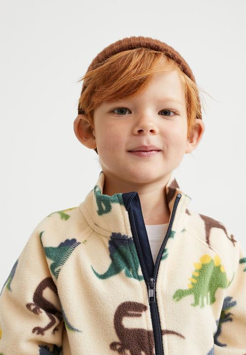 H&M - Fleece jacket - light beige/dinosaurs