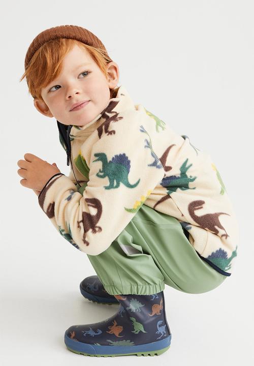 H&M - Fleece jacket - light beige/dinosaurs