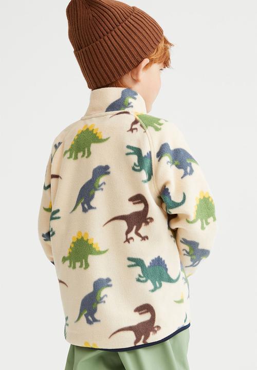 H&M - Fleece jacket - light beige/dinosaurs