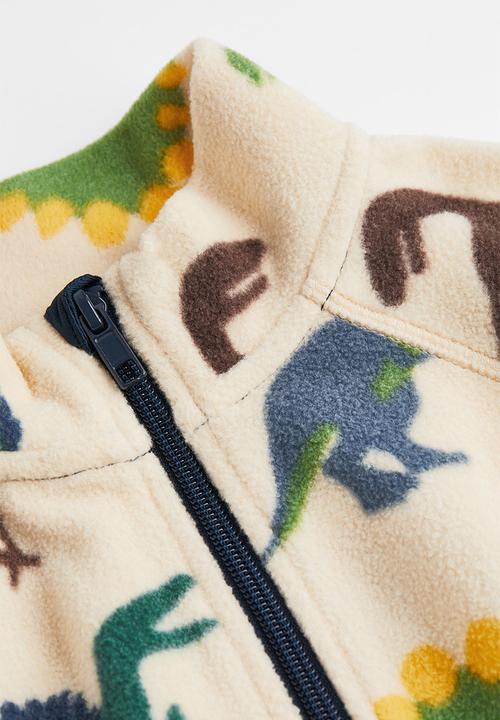 H&M - Fleece jacket - light beige/dinosaurs