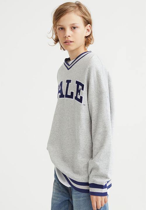 H&M - Motif-detail sweatshirt - light grey marl/yale