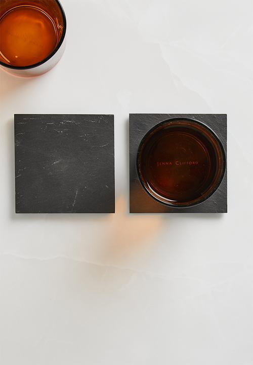 Excellent Houseware - Square coasters set of 4 - slate