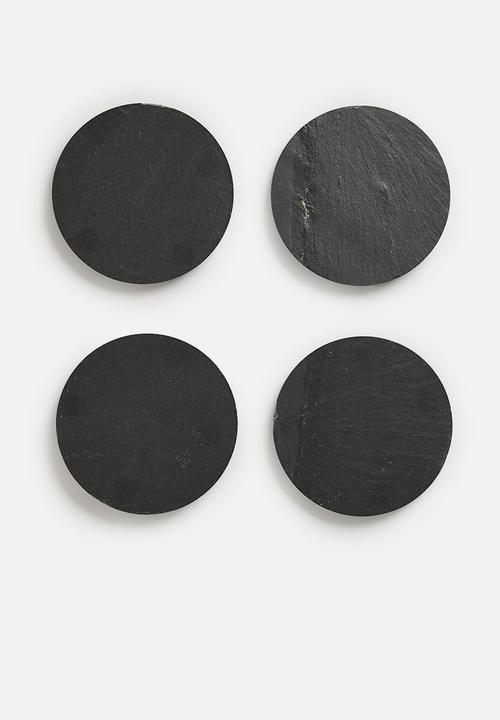 Excellent Houseware - Round coasters set of 4 - slate