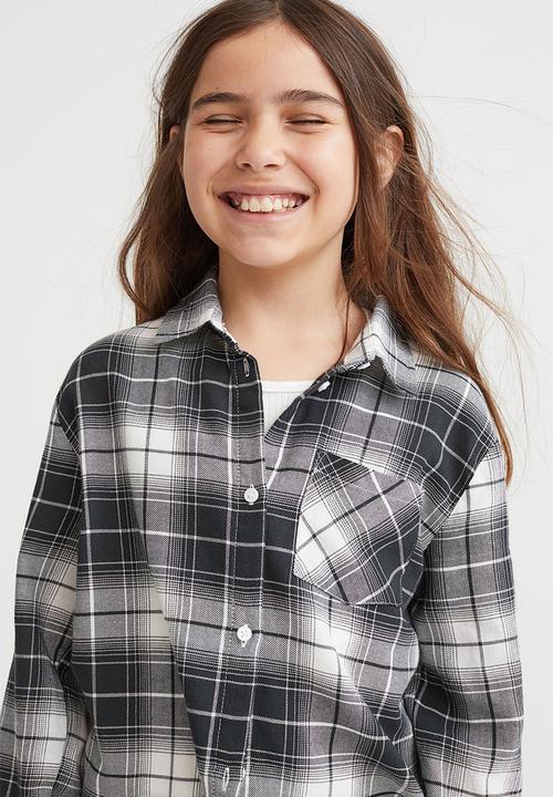 H&M - Cotton shirt - dark grey/checked
