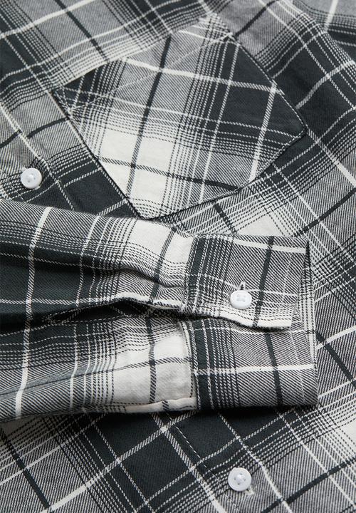 H&M - Cotton shirt - dark grey/checked
