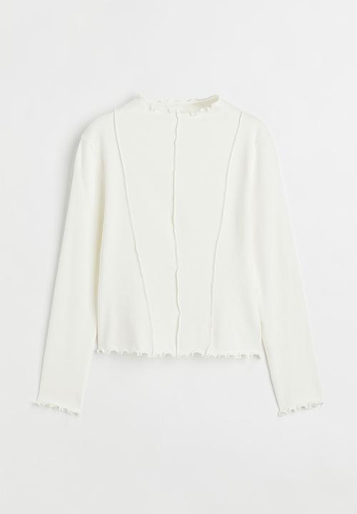H&M - Long-sleeved ribbed top - natural white