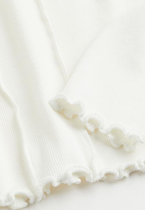 H&M - Long-sleeved ribbed top - natural white