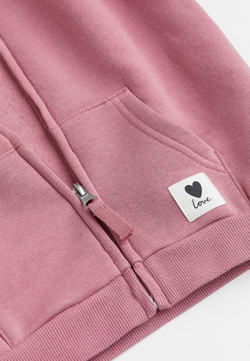 H&M - Zip-through hoodie - dark pink
