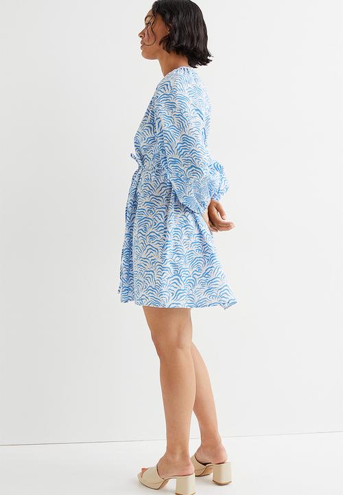 H&M - Balloon-sleeved dress - blue/multi