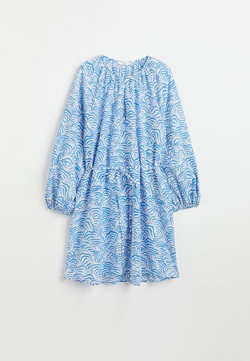 H&M - Balloon-sleeved dress - blue/multi
